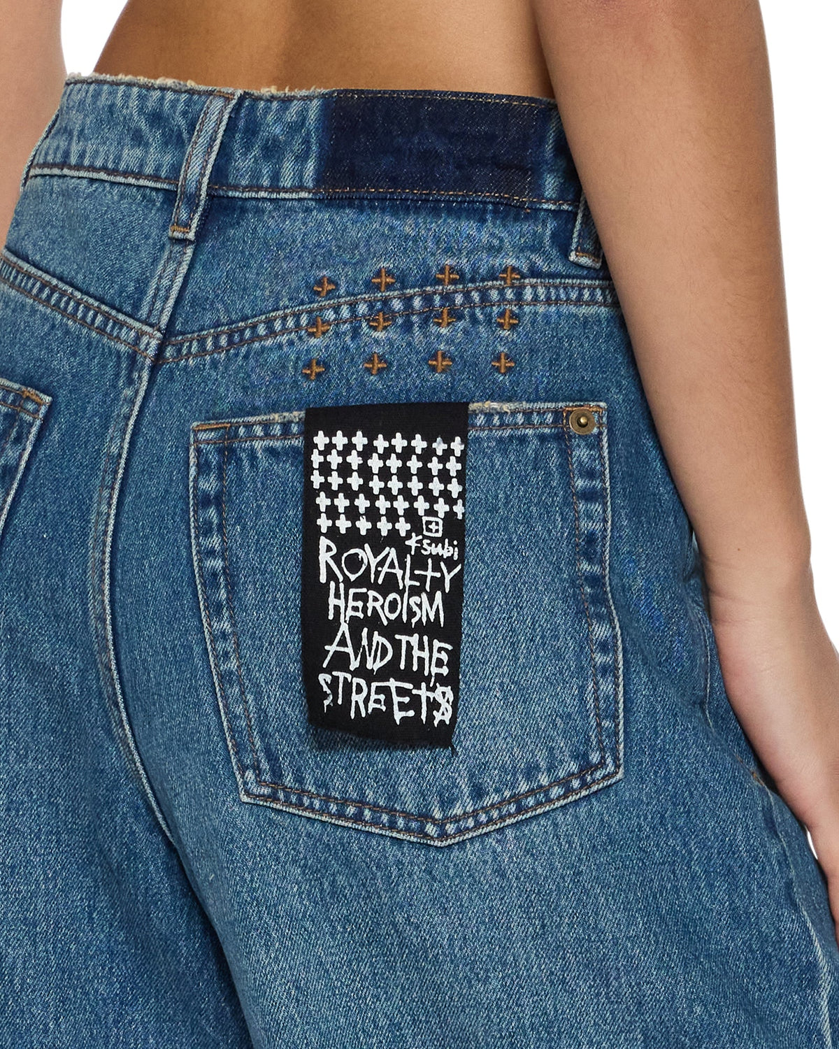 Womens Barrel Jean Aged Barrel Leg Denim Jeans - Denim