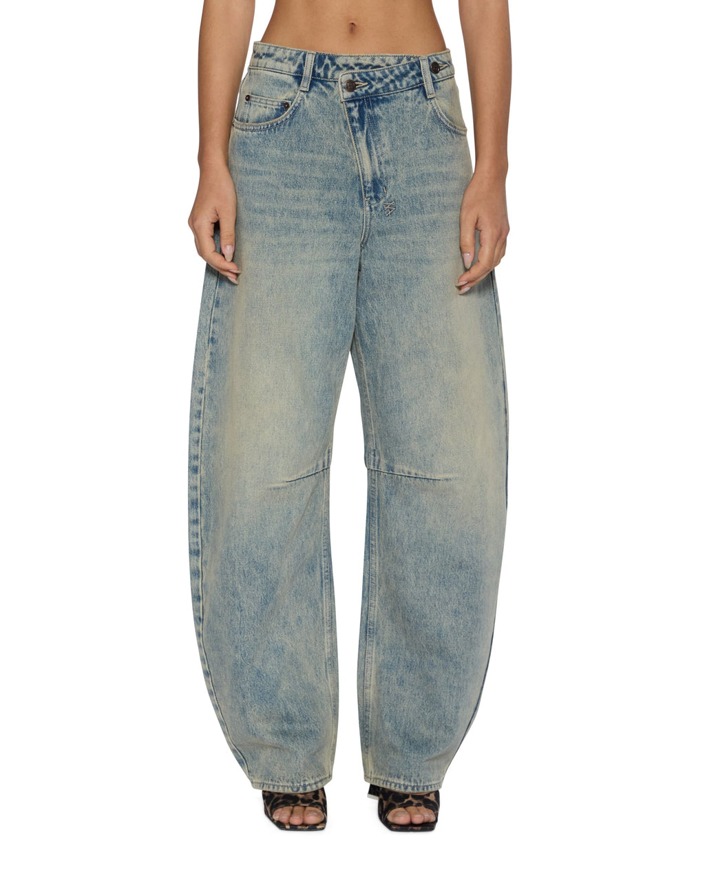 Womens Barrel Jean Folk Barrel Leg Denim Jeans - Denim