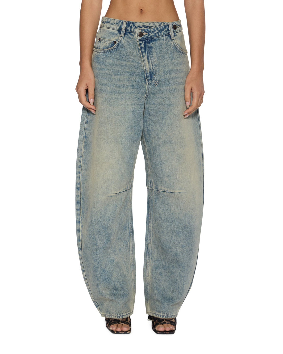 Womens Barrel Jean Folk Barrel Leg Denim Jeans - Denim