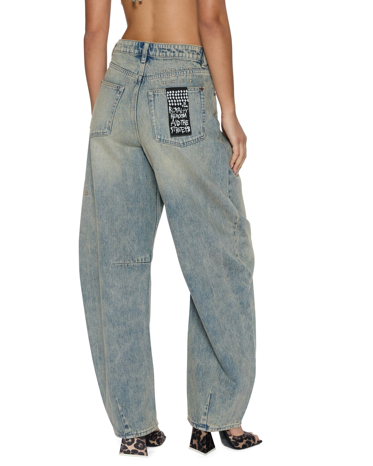Womens Barrel Jean Folk Barrel Leg Denim Jeans - Denim