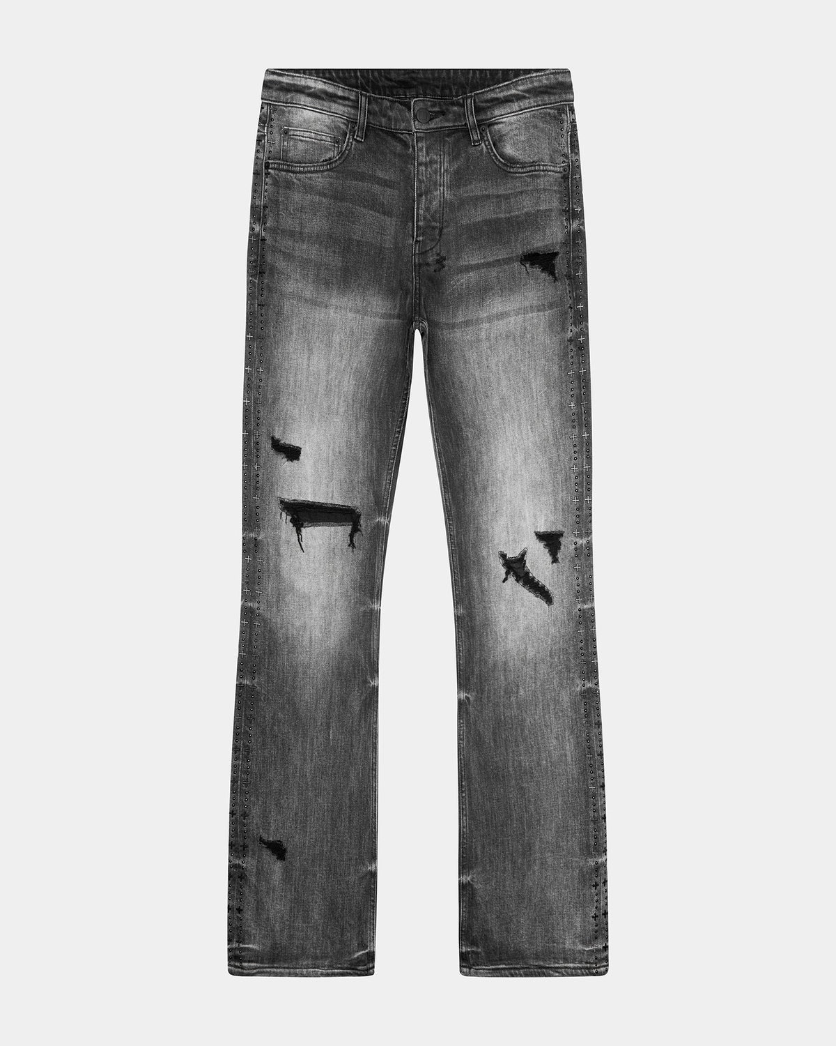Mens Bronko Black Metal Bootcut Denim Jeans - Black