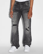 Mens Bronko Black Metal Bootcut Denim Jeans - Black