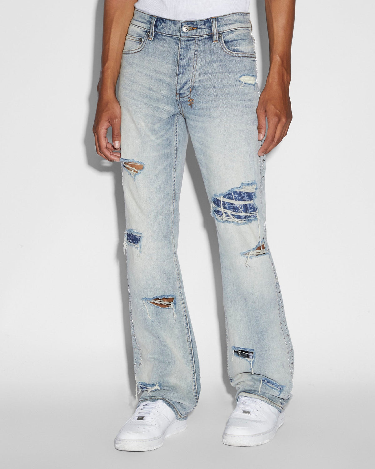 Mens Bronko Dyanamite Metal Bootcut Denim Jeans - Denim