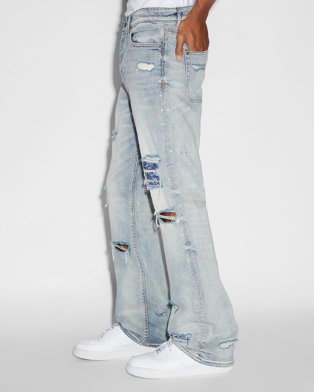 Mens Bronko Dyanamite Metal Bootcut Denim Jeans - Denim