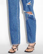Womens Brooklyn Jean Moody Trashed Straight Denim Jeans - Denim