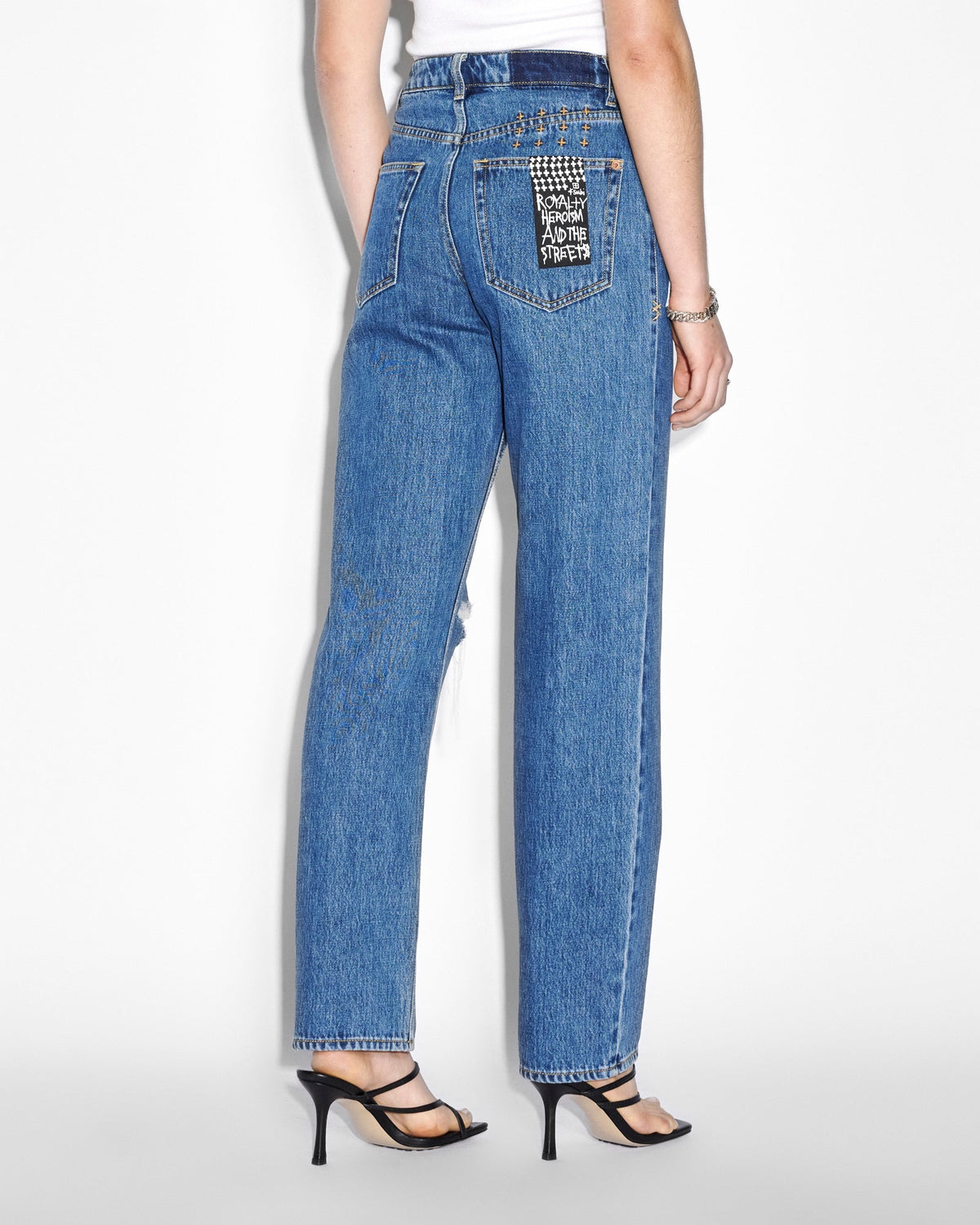Womens Brooklyn Jean Moody Trashed Straight Denim Jeans - Denim