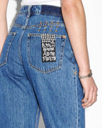 Womens Brooklyn Jean Moody Trashed Straight Denim Jeans - Denim