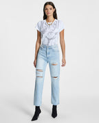 Womens Brooklyn Jean Sense Sliced Straight Denim Jeans - Denim