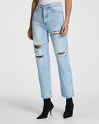 Womens Brooklyn Jean Sense Sliced Straight Denim Jeans - Denim
