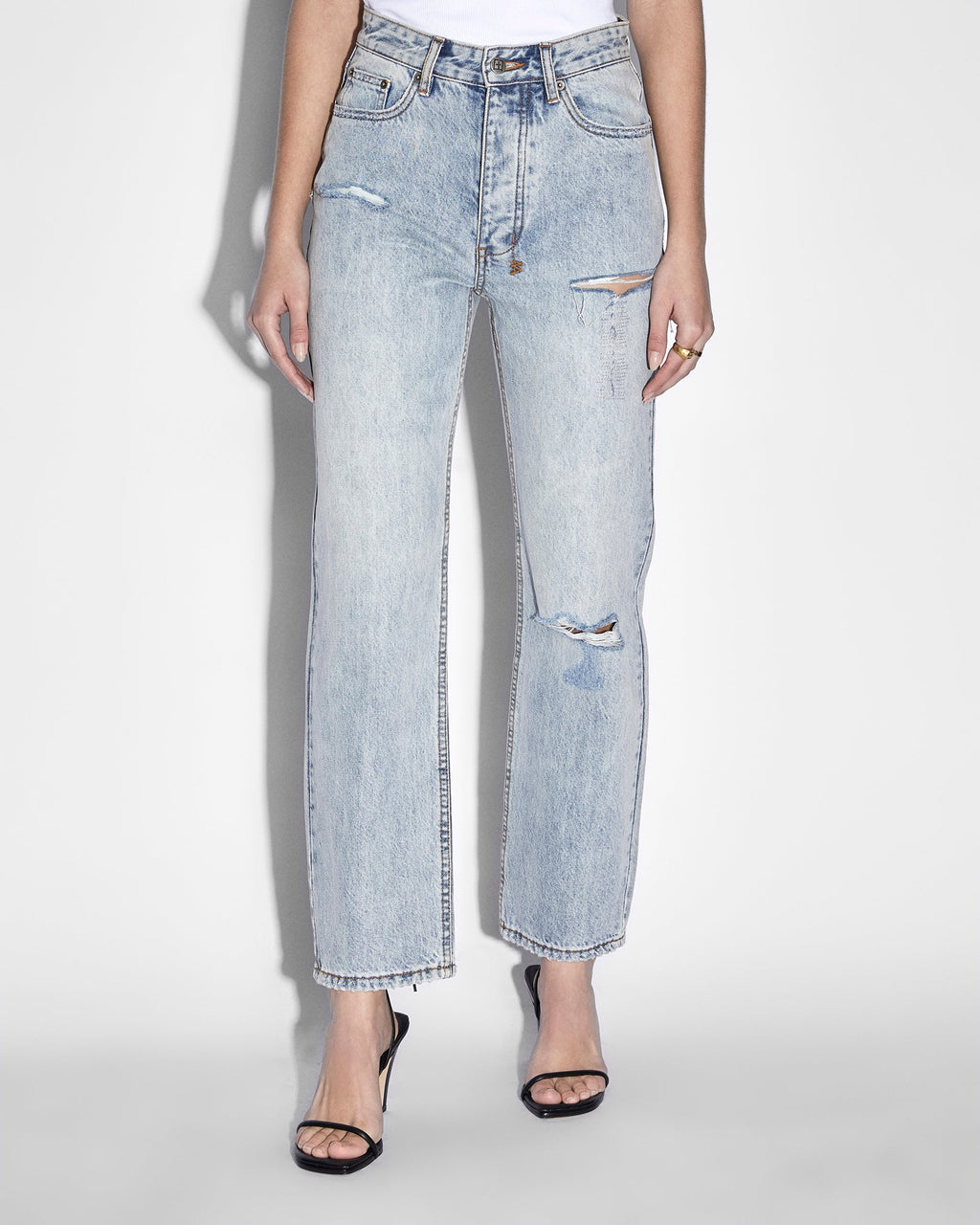 Womens Brooklyn Jean Skream Trashed Straight Denim Jeans - Denim