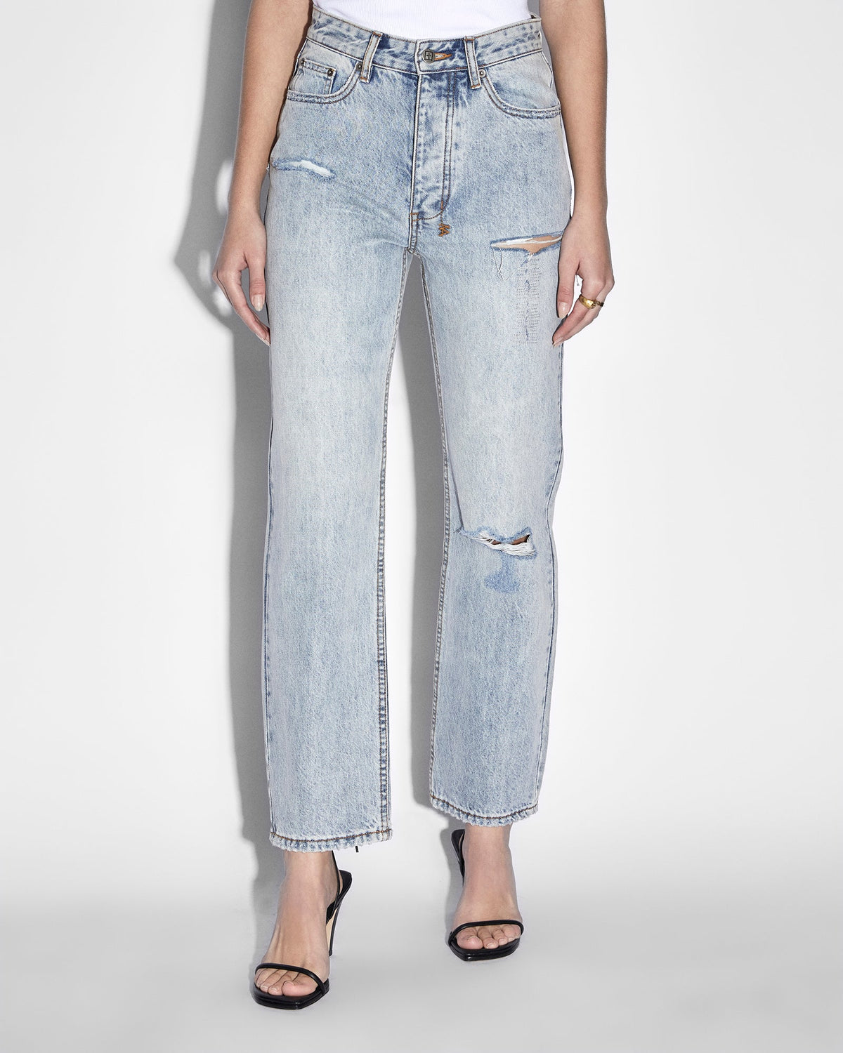 Womens Brooklyn Jean Skream Trashed Straight Denim Jeans - Denim