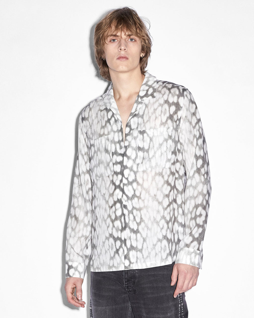 Mens Leo Portal Resort Ls Shirt Grey Regular Shirts - Grey