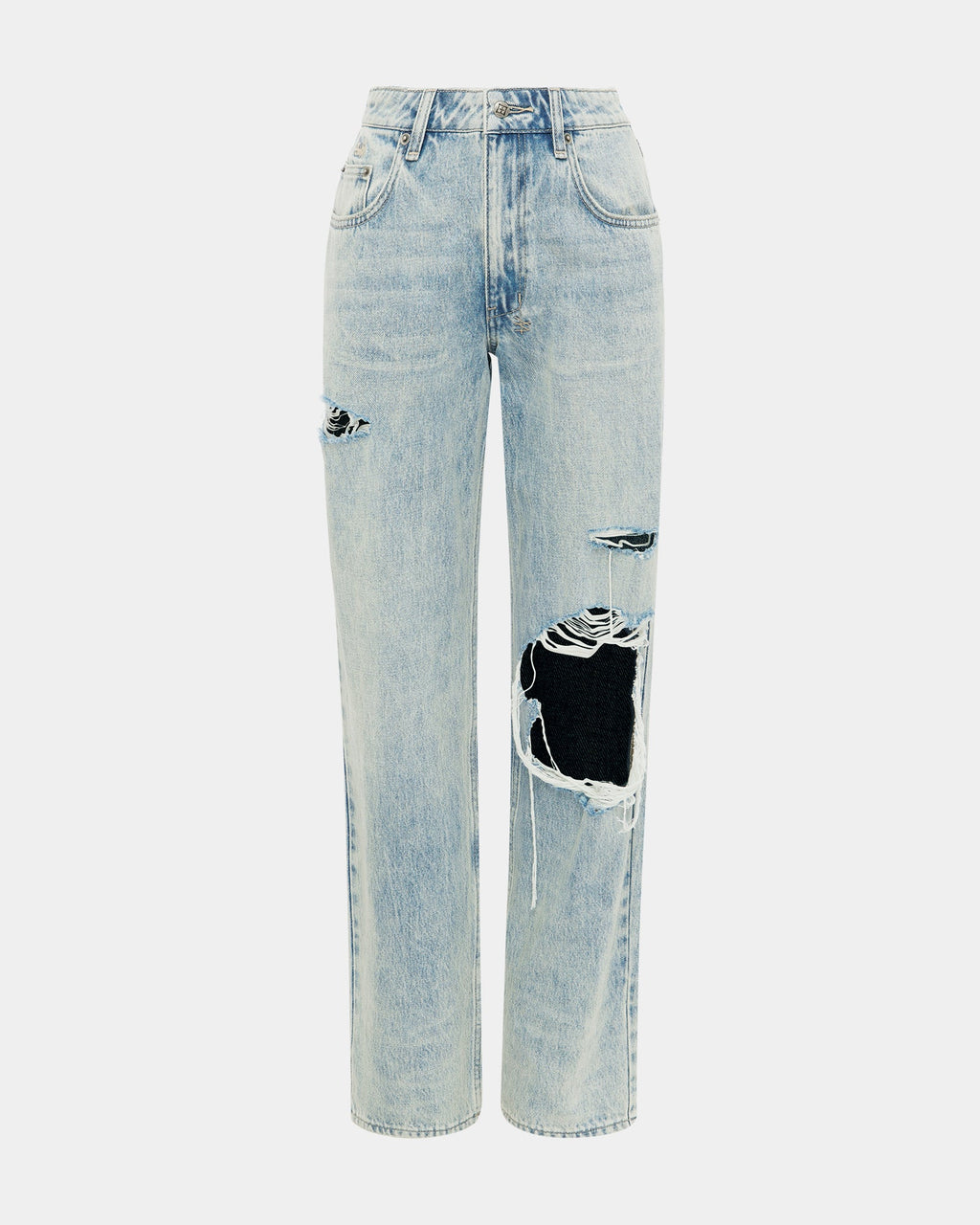 Womens Brooklyn Jean Worn Thrashed Straight Denim Jeans - Denim