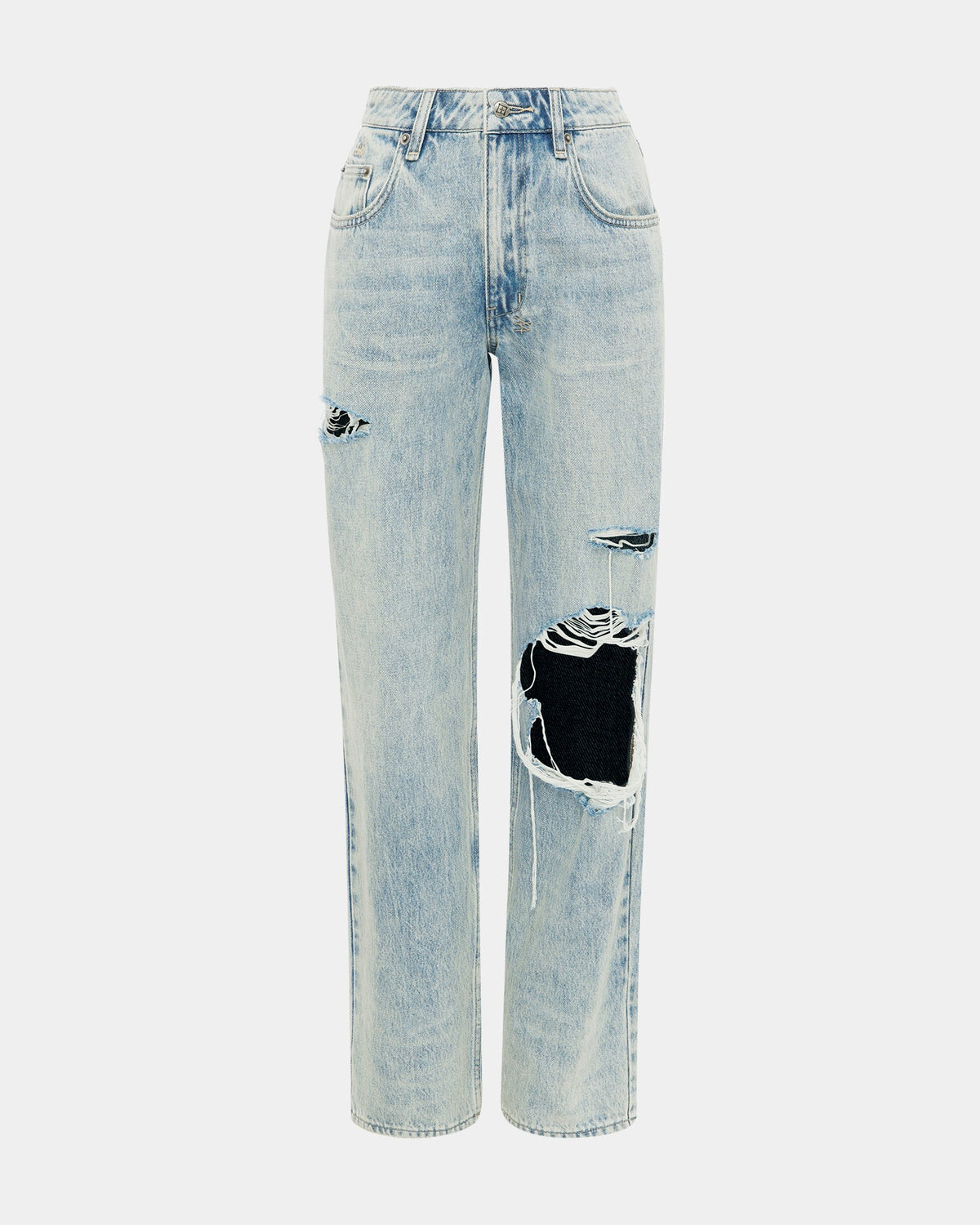 Womens Brooklyn Jean Worn Thrashed Straight Denim Jeans - Denim