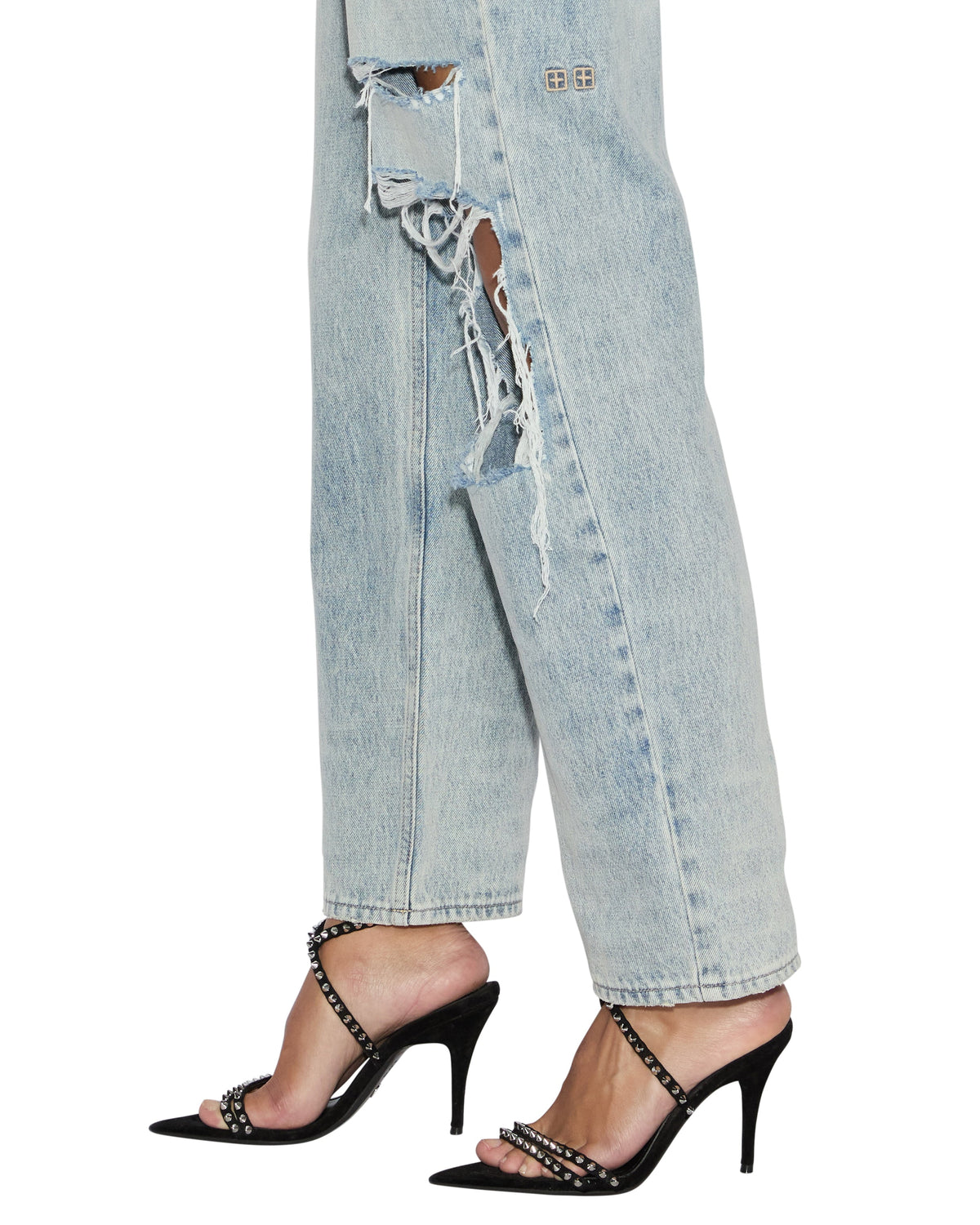 Womens Brooklyn Jean Worn Thrashed Straight Denim Jeans - Denim