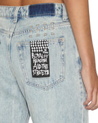 Womens Brooklyn Jean Worn Thrashed Straight Denim Jeans - Denim