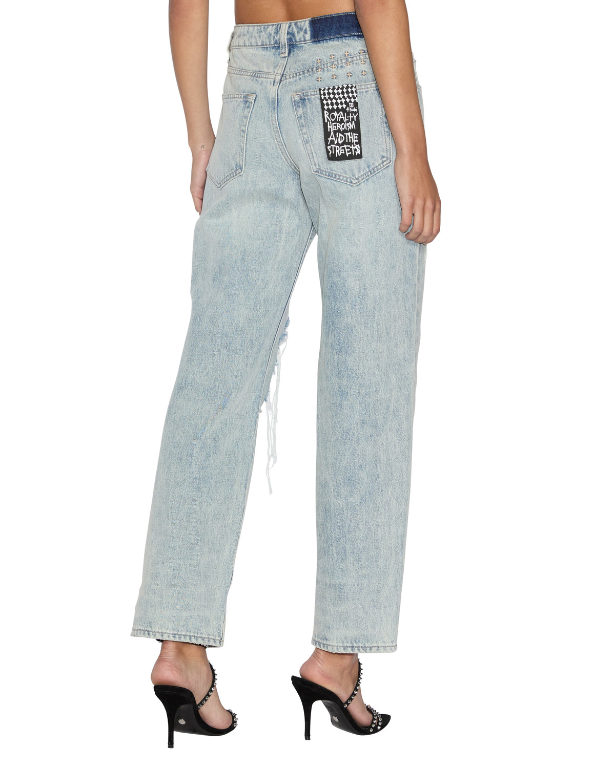 Womens Brooklyn Jean Worn Thrashed Straight Denim Jeans - Denim