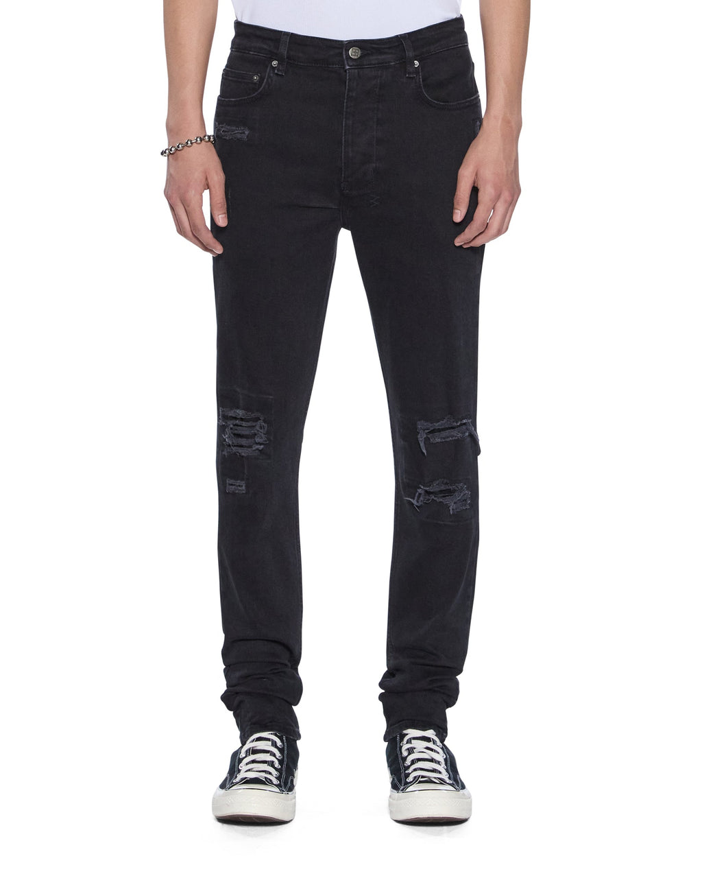 Mens Chitch Boneyard Black Slim Denim Jeans - Black
