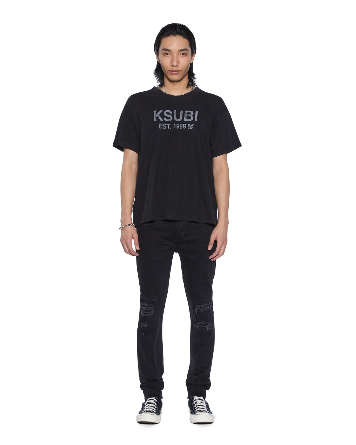 Mens Chitch Boneyard Black Slim Denim Jeans - Black