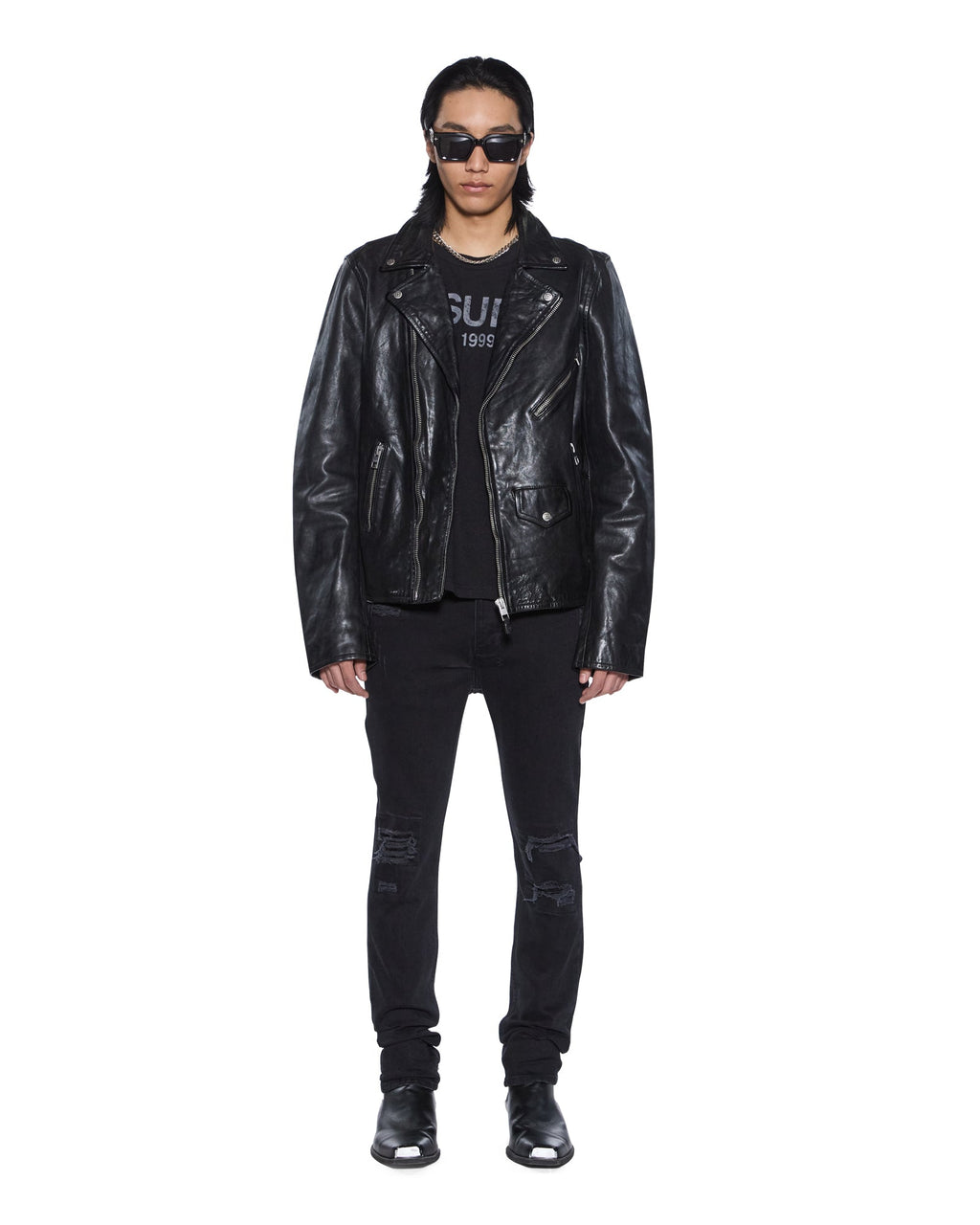 Mens Chitch Boneyard Black Slim Denim Jeans - Black