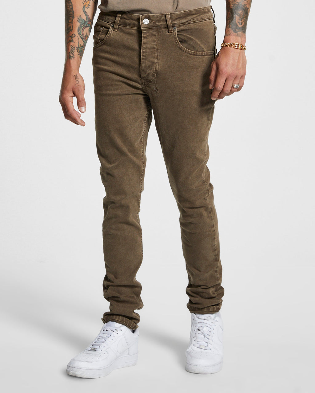 Mens Chitch Clay Slim Denim Jeans - Brown