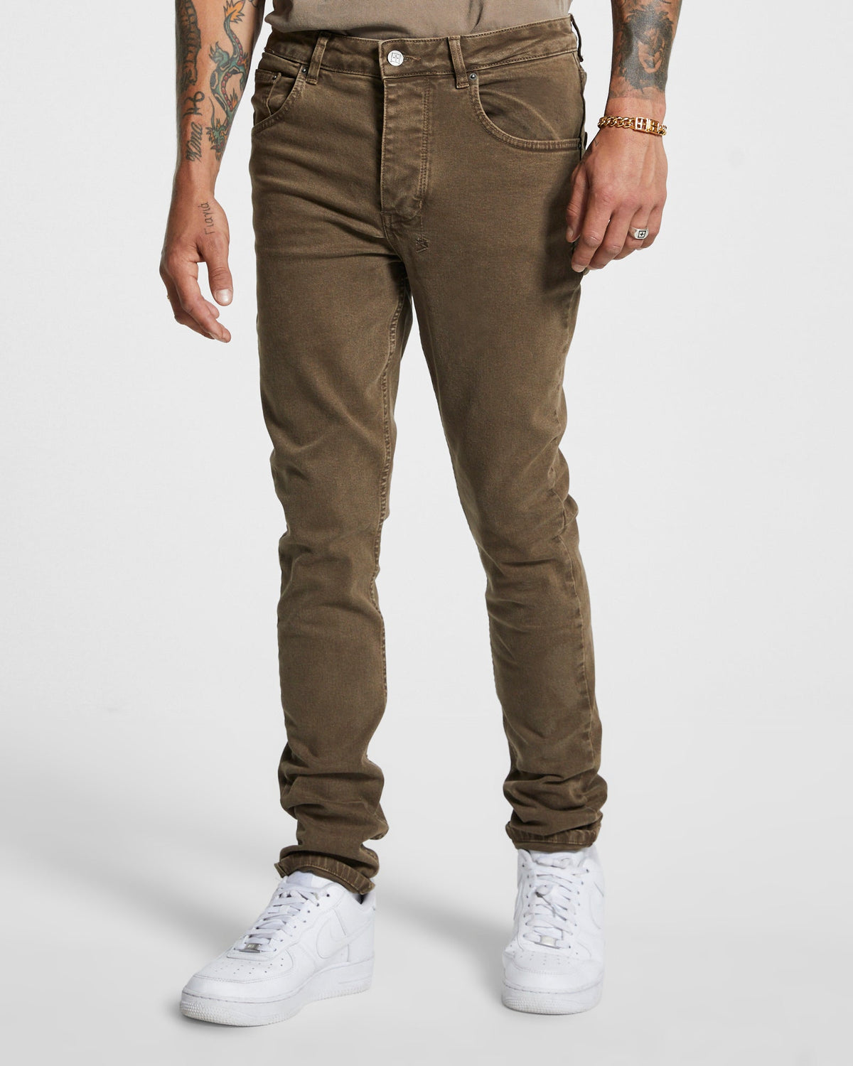 Mens Chitch Clay Slim Denim Jeans - Brown