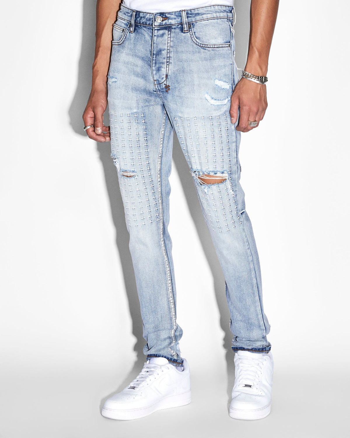 Mens Chitch Enjoy Trashed Slim Denim Jeans - Denim