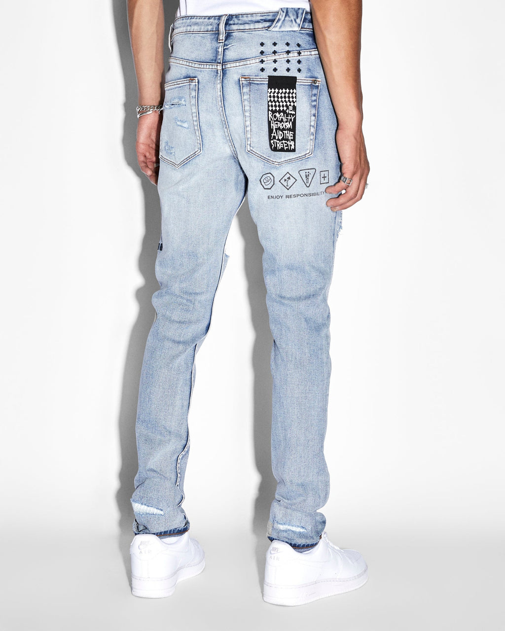 Mens Chitch Enjoy Trashed Slim Denim Jeans - Denim