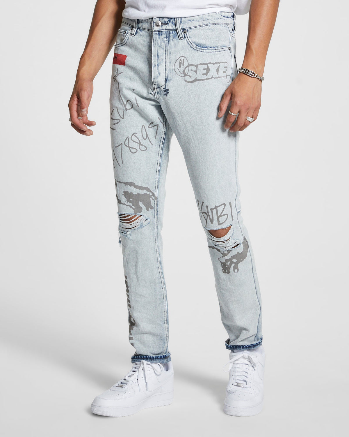 Mens Chitch Flyer Trashed Slim Denim Jeans - Denim