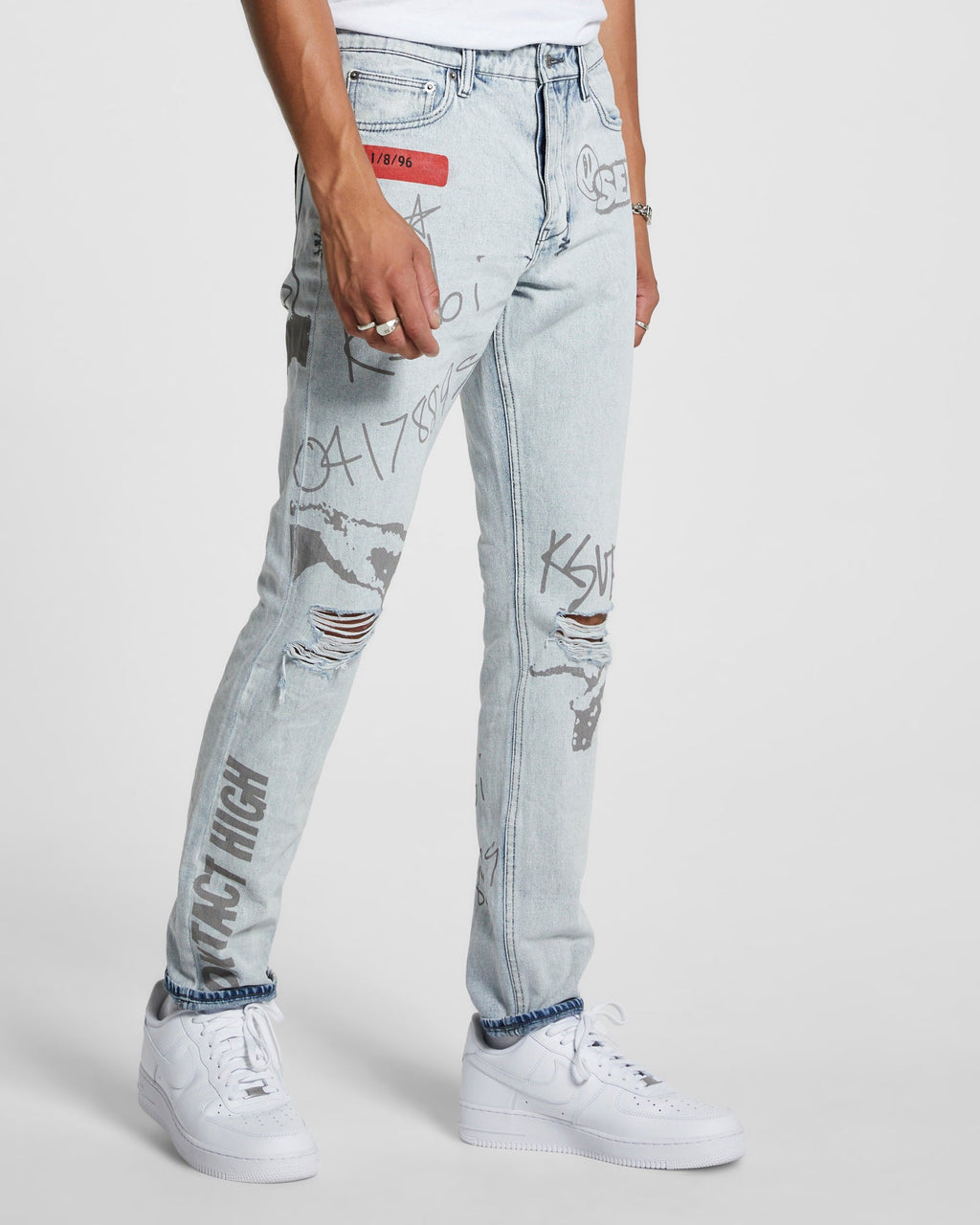Mens Chitch Flyer Trashed Slim Denim Jeans - Denim