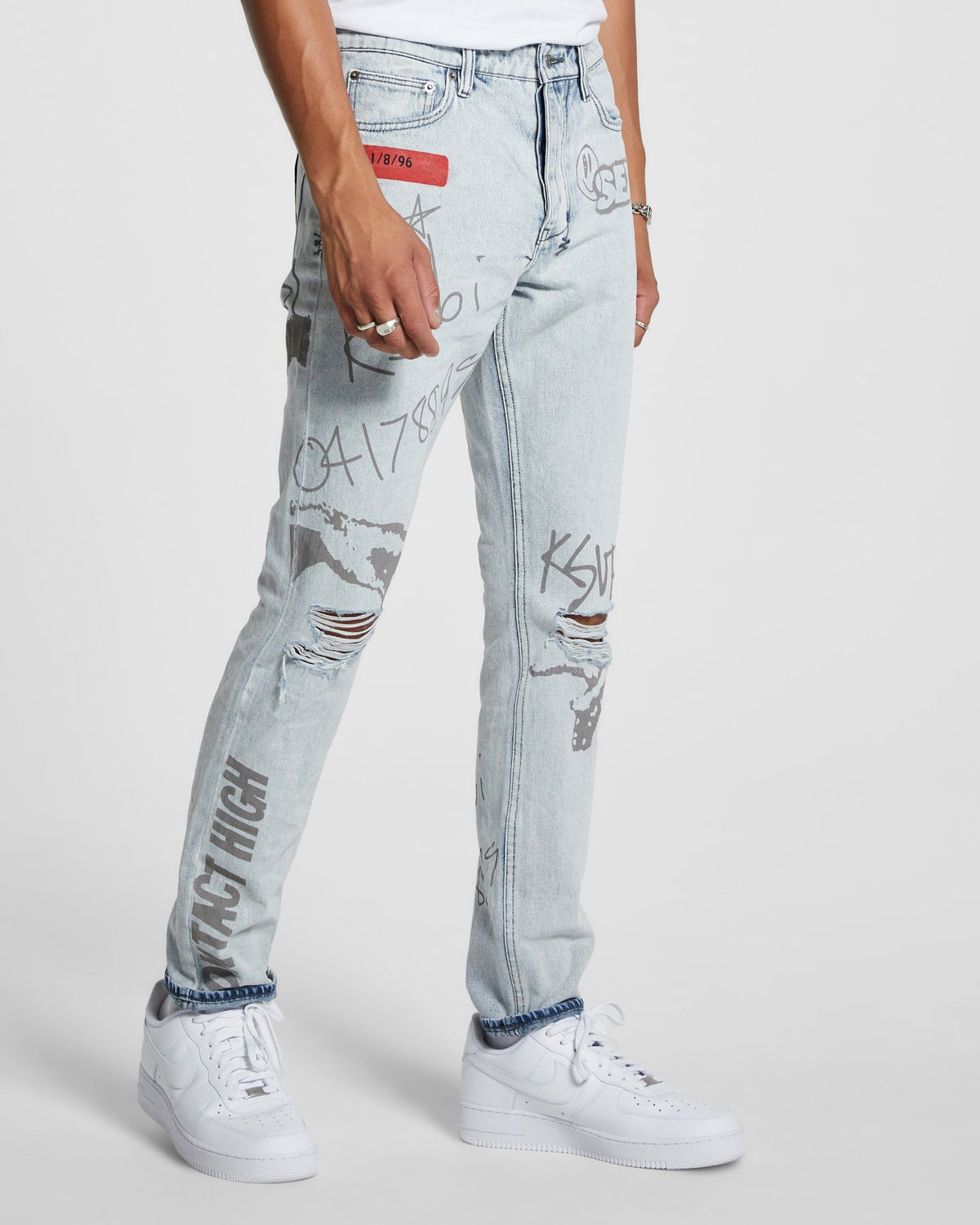 Mens Chitch Flyer Trashed Slim Denim Jeans - Denim