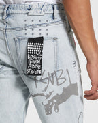 Mens Chitch Flyer Trashed Slim Denim Jeans - Denim