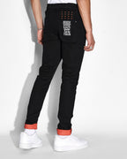 Mens Chitch Roll Up Orange Slim Denim Jeans - Black