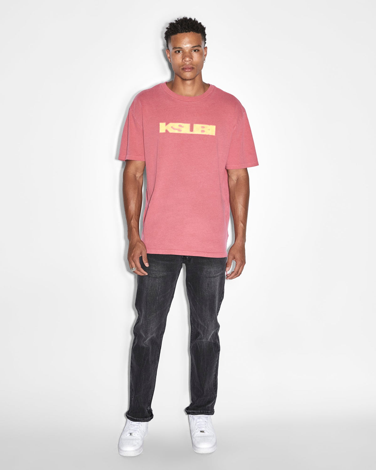 Mens Hazlow Knight Yellow Straight Denim Jeans - Black