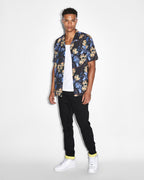 Mens Chitch Roll Up Yellow Slim Denim Jeans - Black