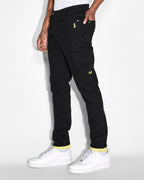 Mens Chitch Roll Up Yellow Slim Denim Jeans - Black