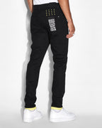 Mens Chitch Roll Up Yellow Slim Denim Jeans - Black