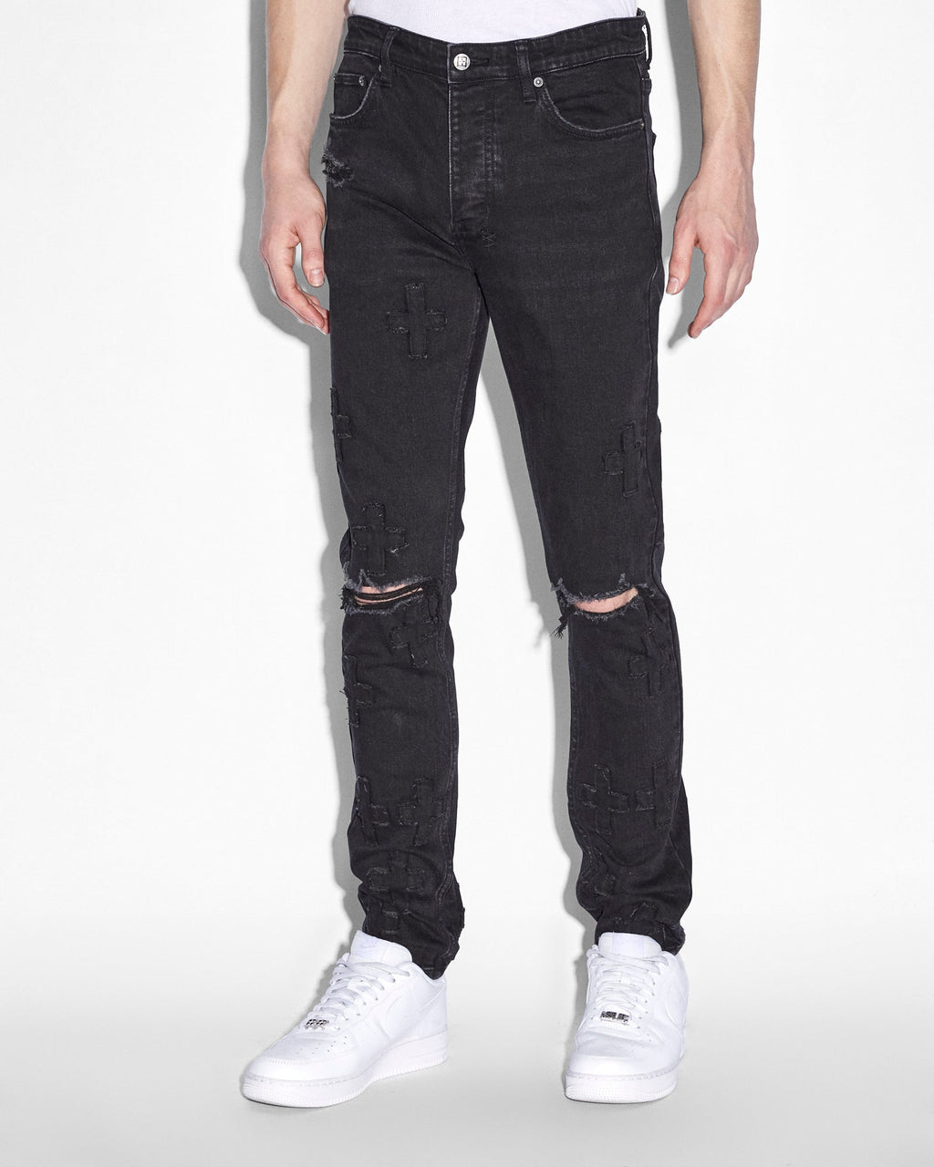 Mens Chitch Kraftwork Black Slim Denim Jeans - Black