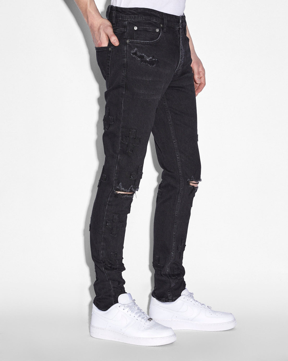 Mens Chitch Kraftwork Black Slim Denim Jeans - Black