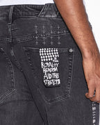 Mens Chitch Metalik Stripe Black Slim Denim Jeans - Black