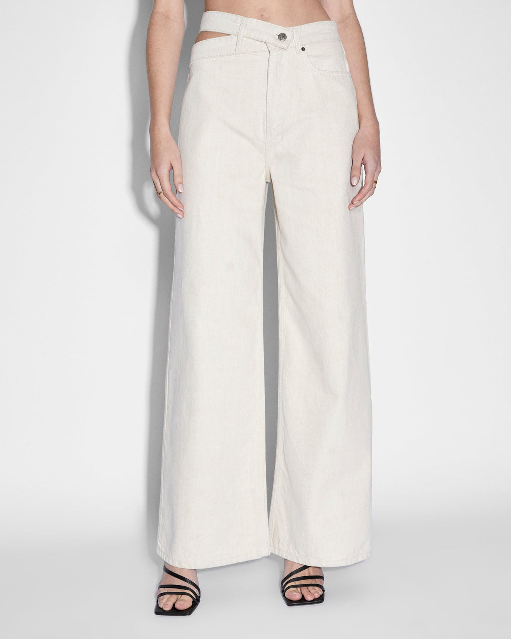 Womens Strider Dettached Jean Ecru Wide Denim Jeans - White