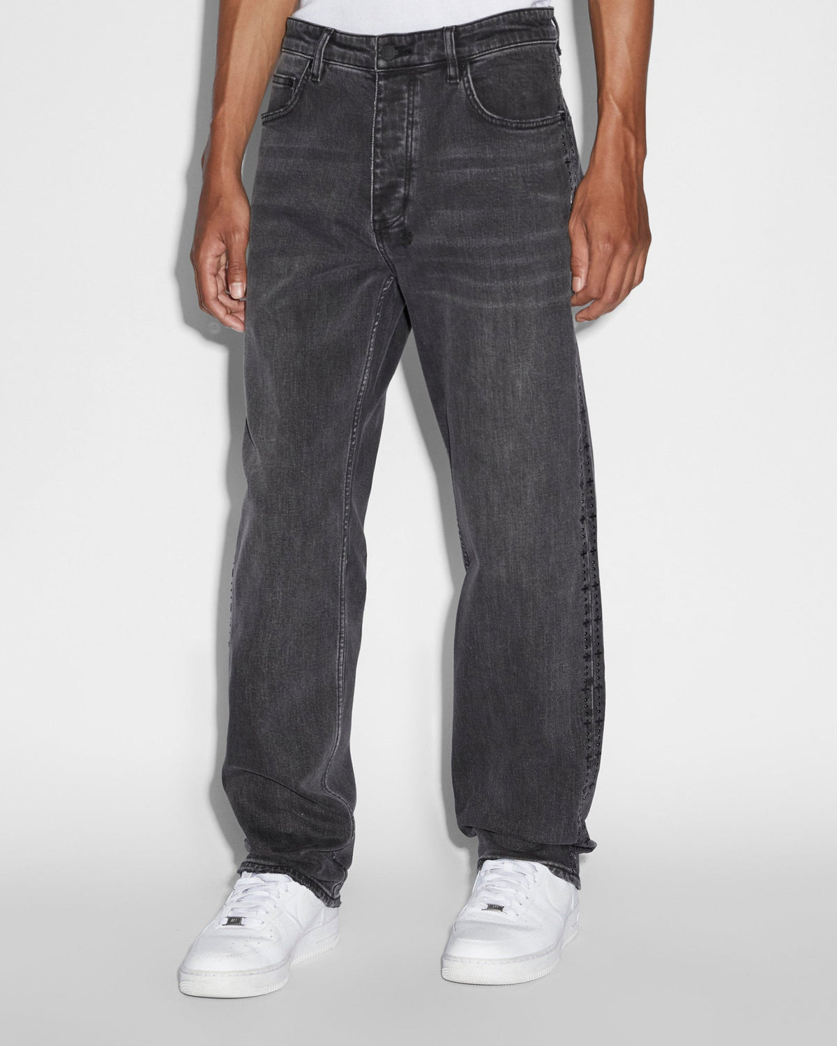 Mens Hazlow Black Metal Straight Denim Jeans - Black