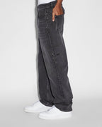 Mens Hazlow Black Metal Straight Denim Jeans - Black