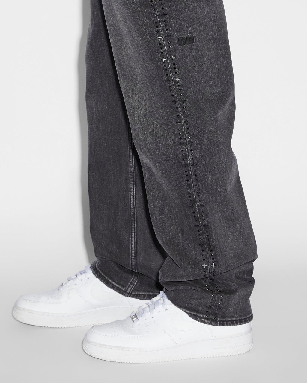 Mens Hazlow Black Metal Straight Denim Jeans - Black