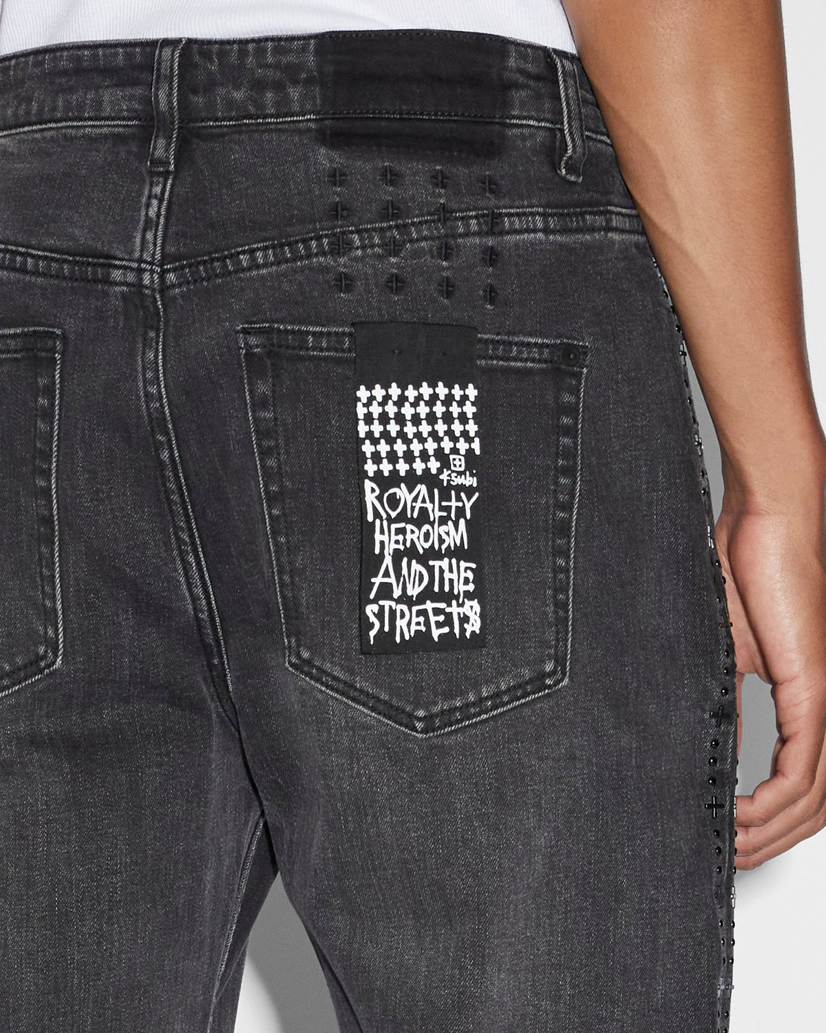 Mens Hazlow Black Metal Straight Denim Jeans - Black