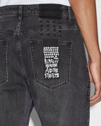 Mens Hazlow Black Metal Straight Denim Jeans - Black