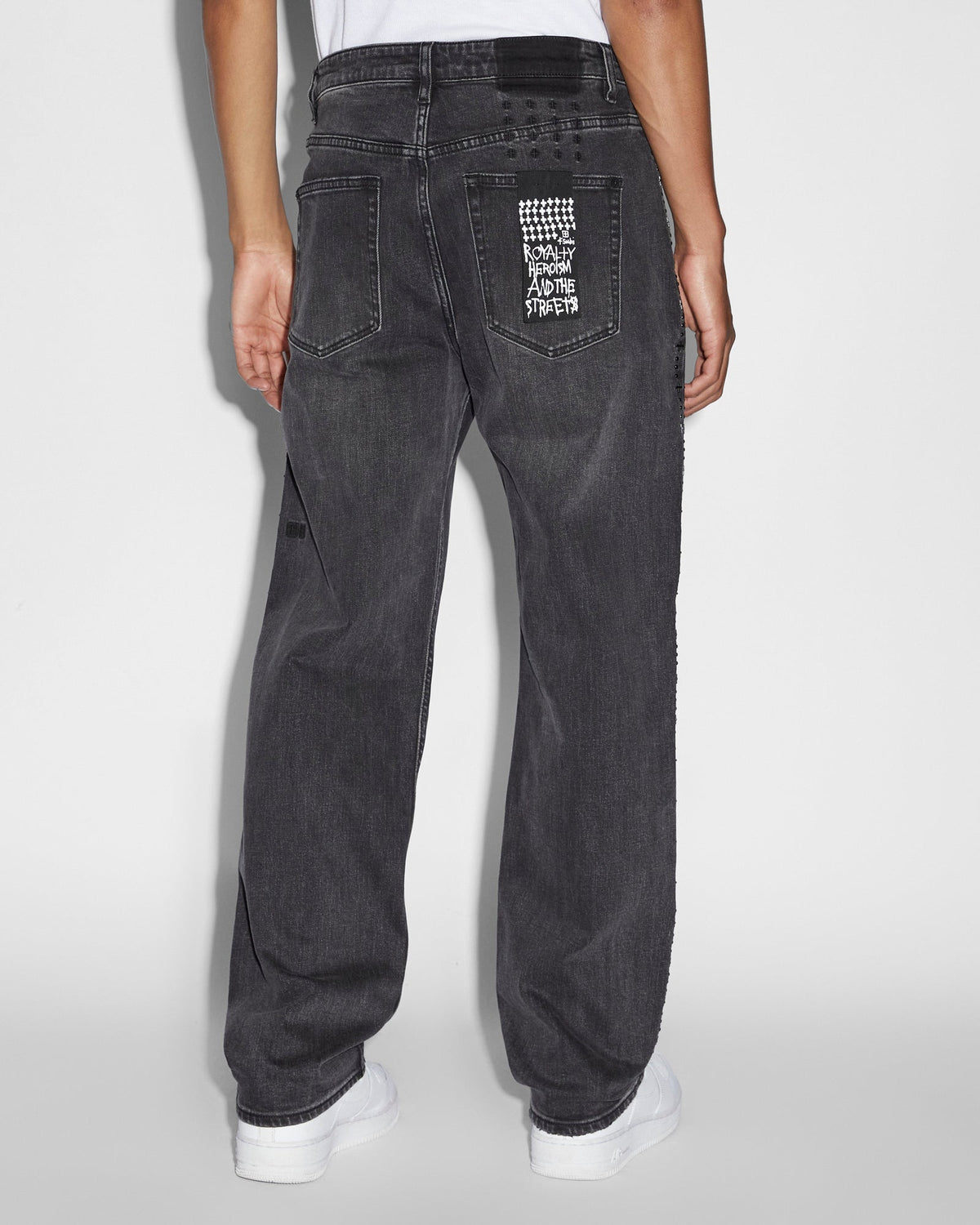Mens Hazlow Black Metal Straight Denim Jeans - Black