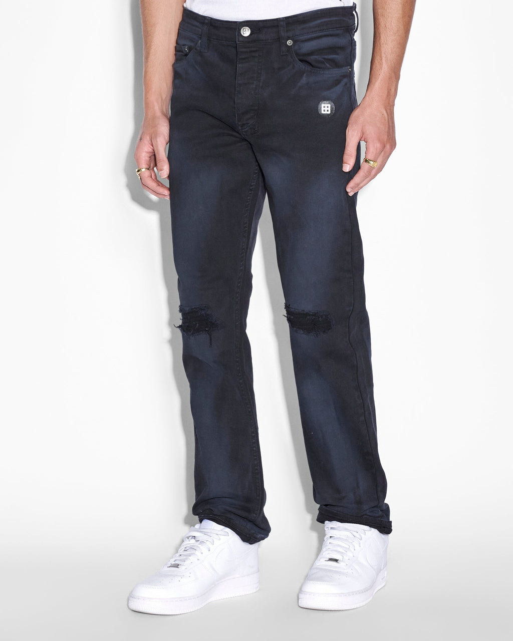 Mens Hazlow Ghosted Angels Straight Denim Jeans - Black