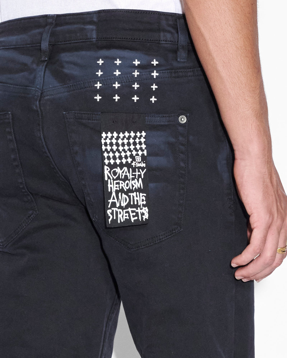 Mens Hazlow Ghosted Angels Straight Denim Jeans - Black