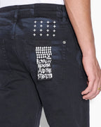 Mens Hazlow Ghosted Angels Straight Denim Jeans - Black
